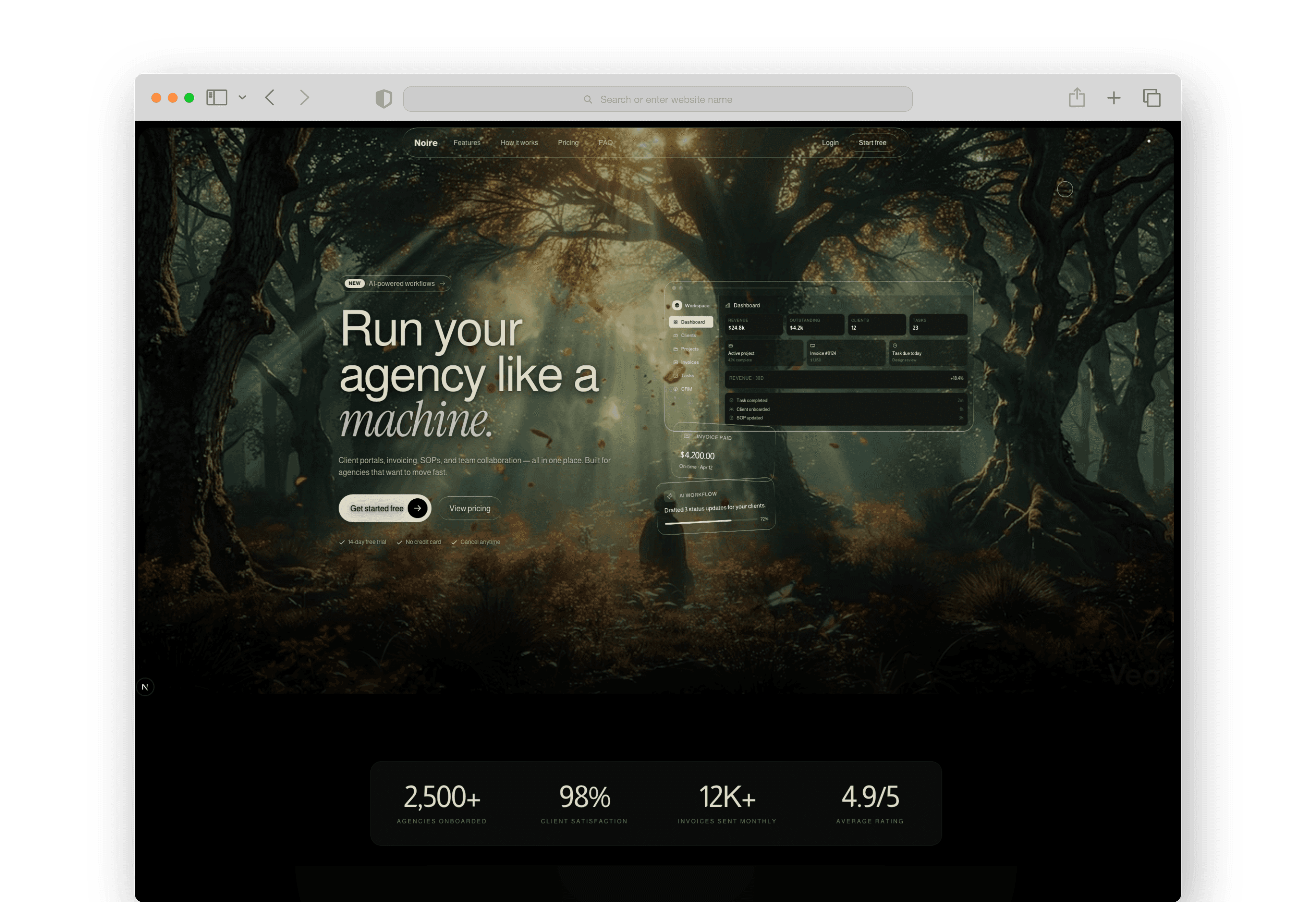 Noire SaaS interface